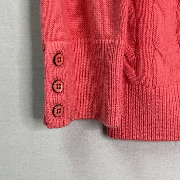 TALBOTS‎ Sweater 2X Cable Knit Lambswool Blend Coral Crew Neck Classic Timeless - Picture 3 of 9